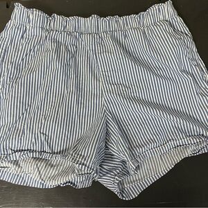Blue and White Striped Women's Shorts